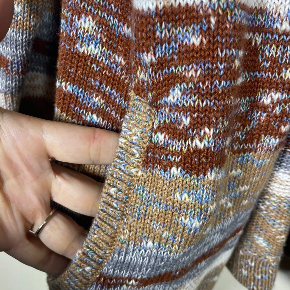 Land's End Women's Tan Brown Knit Open Cardigan Sweater Cotton Large! - Picture 2 of 5